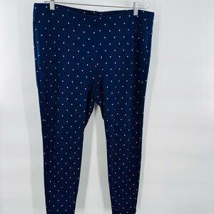 Chicos Ankle Pants Leggings Ponte Knit Blue White Polka Dot Pull On Sz 3  Sz‎ 16